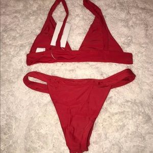 Red cheeky bikini